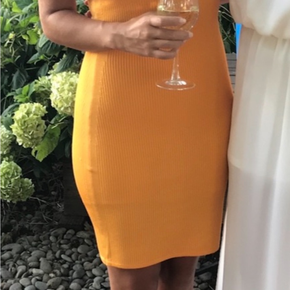 Ribbed Bodycon Dress in Orange